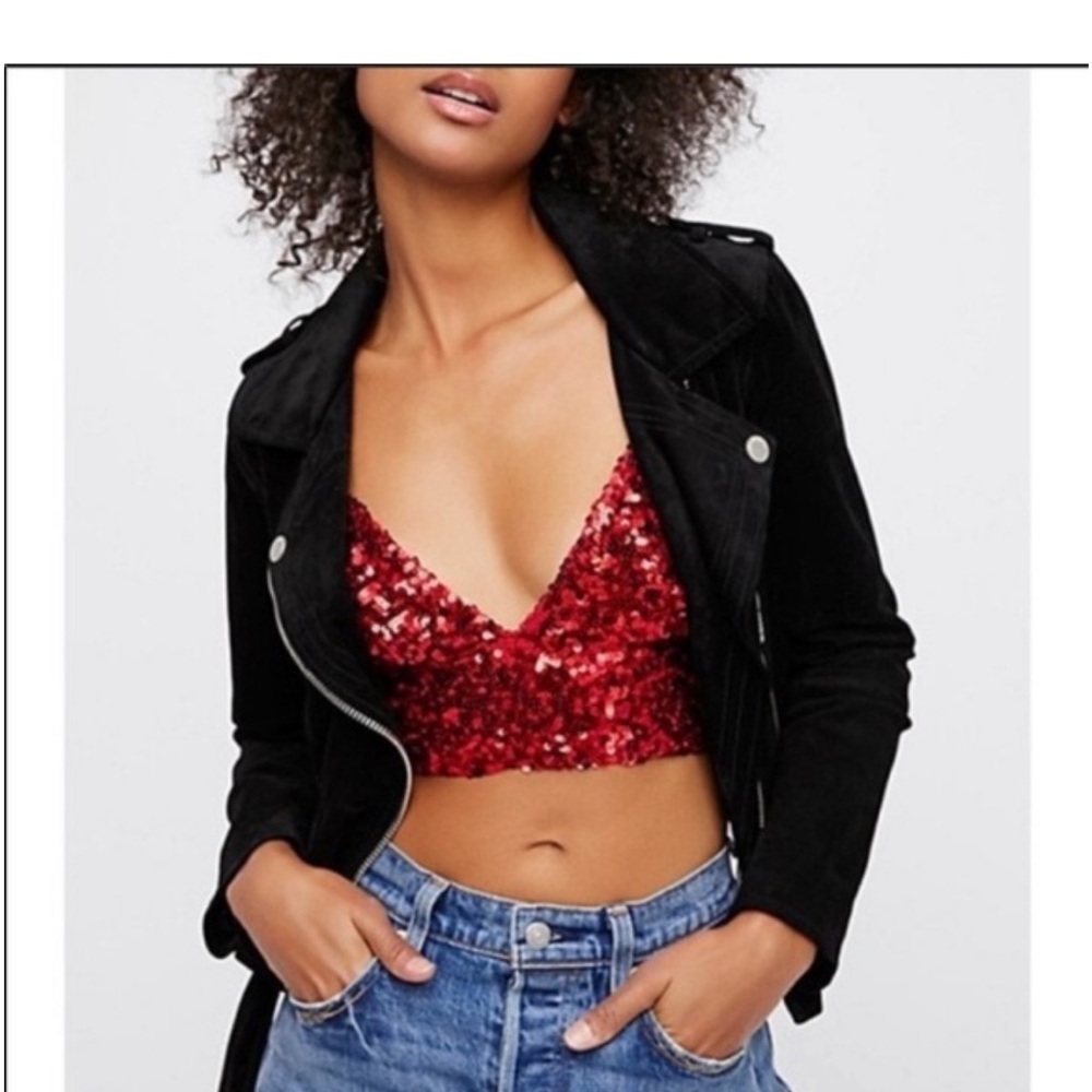 Free People Intimately Red Sequins Bralette, Size XS